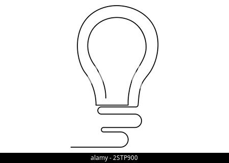 Dessin continu d'une ligne du symbole de l'ampoule isolé sur fond blanc illustration artistique Illustration de Vecteur