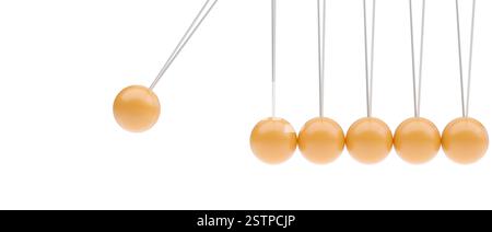 Berceau de Newton balançant sur fond transparent 3D. Banque D'Images