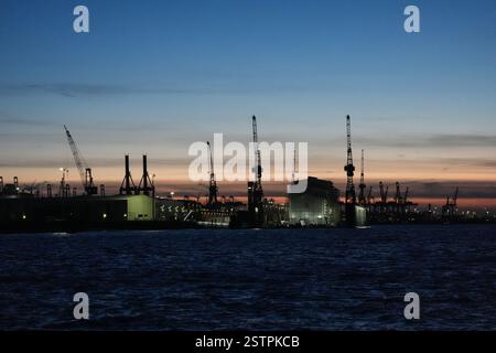 Hambourg, Allemagne. 19 février 2025. Vue sur le chantier naval Blohm Voss dans le port de Hambourg. Crédit : Marcus Brandt/dpa/Alamy Live News Banque D'Images