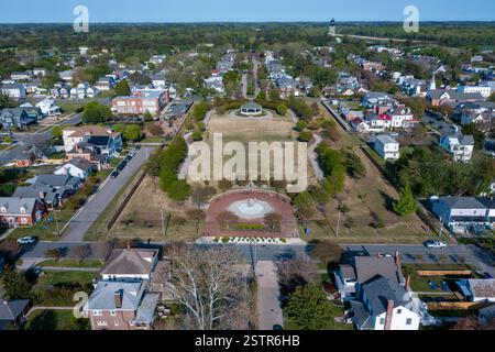 VEW aérien du Central Park dans l'historique Cape Charles Virginia Banque D'Images