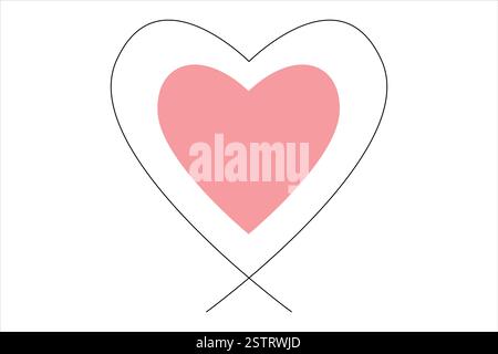 Coeur continu minimaliste dessin d'une ligne Illustration de Vecteur