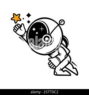 Astronaute sur une fusée sur le fond de la lune et de l'espace. Illustration vectorielle Illustration de Vecteur