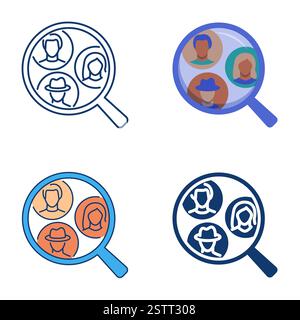 Icône Rechercher des personnes. Symbole de loupe. Recrutement, embauche d'employé, recherche généalogique. Illustration vectorielle Illustration de Vecteur
