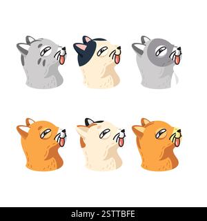 Illustrations animales ludiques avec languettes dehors, regroupées pour un design joyeux. Illustration de Vecteur