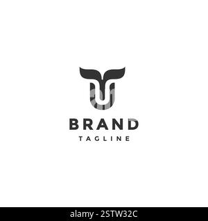 Le Leafs Tail sort de la lettre U logo Design. Lettre initiale U avec queue de feuille au-dessus d'elle logo Design. Illustration de Vecteur