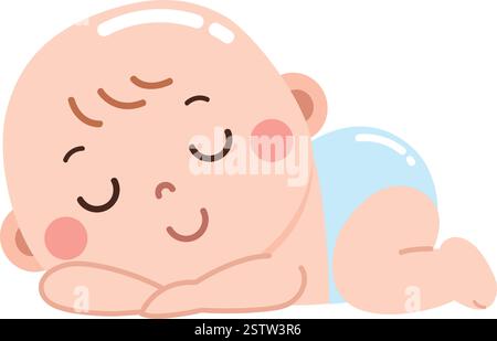 Une charmante et adorable illustration de style dessin animé d'un bébé dormant paisiblement. Illustration de Vecteur