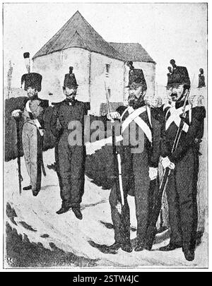 Citoyens gunners de Lille (1860). Illustration du 19e siècle. Allemagne. Arrière-plan blanc. Banque D'Images