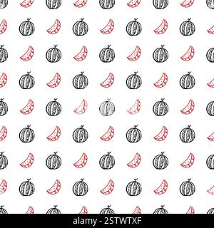 motif pastèque sans couture. illustration vectorielle doodle avec pastèque. motif avec pastèque Illustration de Vecteur