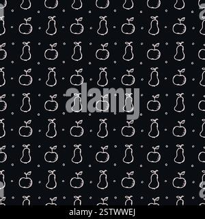 Motif de fruits sans couture. doodle fond avec des icônes de fruits. Fond de fruit Illustration de Vecteur