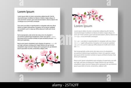 Belle illustration vectorielle de fleurs de cerisier de sakura mettant en valeur de délicates fleurs roses sur un fond subtil au printemps Illustration de Vecteur