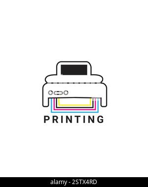 Conception de logo d'impression numérique, logo de magasin d'impression, conception de logo de machine d'impression Illustration de Vecteur