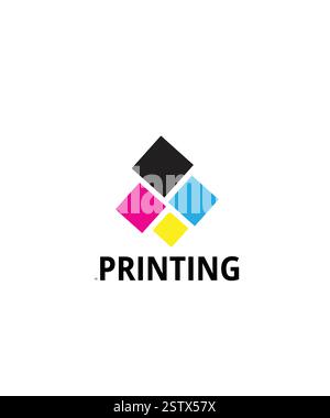 Conception de logo d'impression numérique, logo de magasin d'impression Illustration de Vecteur