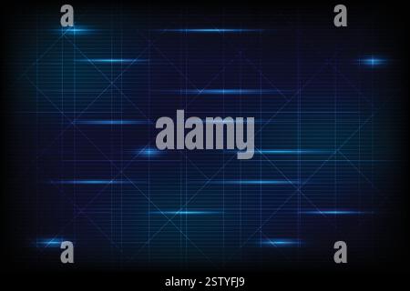 Arrière-plan abstrait laser bleu brillant lignes horizontales et diagonales modèle Digital future science concept, pare-feu réseau Illustration de Vecteur