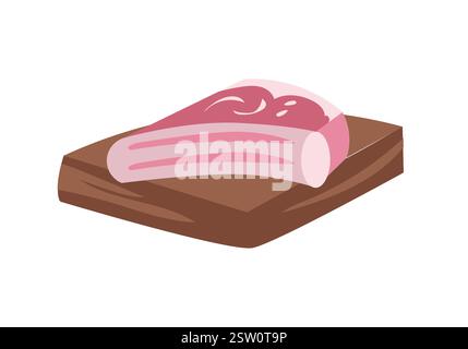 Steak florentin sur planche de bois. Nourriture et cuisine traditionnelle. Symbole et illustration vectorielle isolée sur fond blanc, Toscane. Illustration de Vecteur