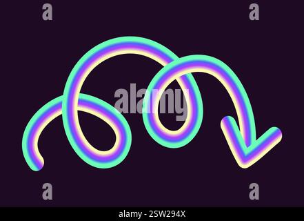 design vectoriel au néon vibrant avec des flèches dans diverses formes et directions. les flèches ont un effet dégradé brillant, combinant des teintes claires de jaune, ora Illustration de Vecteur