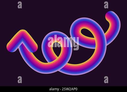 design vectoriel au néon vibrant avec des flèches dans diverses formes et directions. les flèches ont un effet dégradé brillant, combinant des teintes claires de jaune, ora Illustration de Vecteur