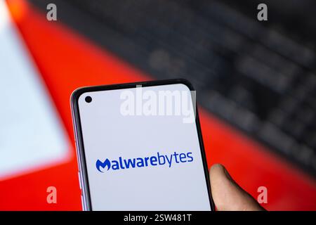 Dhaka, Bangladesh- le logo Malwarebytes est affiché sur le smartphone. Banque D'Images