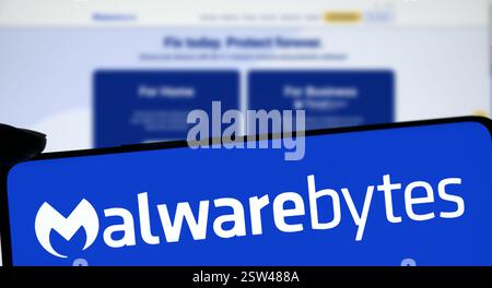 Dhaka, Bangladesh- le logo Malwarebytes est affiché sur le smartphone. Banque D'Images