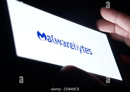 Dhaka, Bangladesh- le logo Malwarebytes est affiché sur le smartphone. Banque D'Images