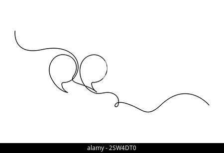 Citation dans le discours avec des virgules, guillemet dans la conversation, dessin continu d'une seule ligne Illustration de Vecteur