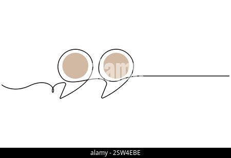 Citation dans le discours avec des virgules, guillemet dans la conversation, dessin continu d'une seule ligne Illustration de Vecteur