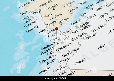 aiguille rouge dans la ville de casablanca du maroc carte politique Banque D'Images