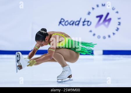 Milan, Italie. 19 février 2025. Marina Piredda d'Italie vue en action pendant FMC2026 patinage artistique Road to 26 Trophy Women single skating programme court au Forum Unipol. Crédit : SOPA images Limited/Alamy Live News Banque D'Images