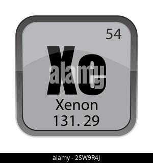 Symbole XE 54. Xénon cinquante-quatre. 131,29 carreaux gris. Carré chimique vectoriel. Illustration de Vecteur