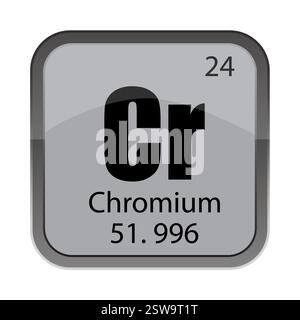 Chrome Cr 24. Vingt-quatre tuiles. 51,996 numéro d'élément. Fond carré gris. Illustration de Vecteur