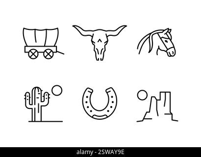 Jeu d'icônes désert sauvage Illustration de Vecteur