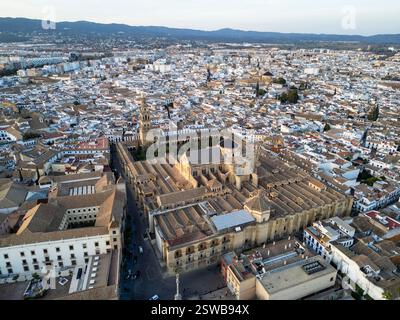 Vue aérienne de la mosquée-cathédrale de Cordoue, ville de Cordoue, Adalusia, Espagne Banque D'Images