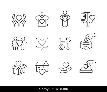 La charité Icons Set Illustration de Vecteur