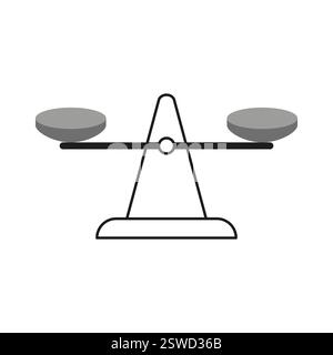 Icône Balance Scale. Outil de mesure de pesage. Concept de symbole de justice. Conception vectorielle minimale. Illustration de Vecteur
