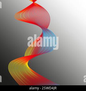 Ruban ondulé coloré. Lignes d'écoulement de gradient. Courbes lisses abstraites. Mouvement d'arrière-plan vectoriel. Illustration de Vecteur