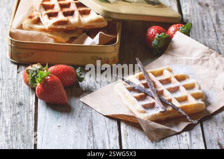 Gaufres aux fraises Banque D'Images