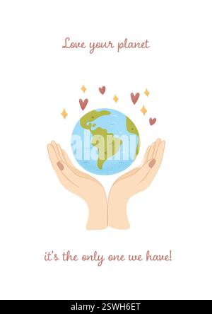 Love Your Planet - carte d'illustration du jour de la Terre Illustration de Vecteur