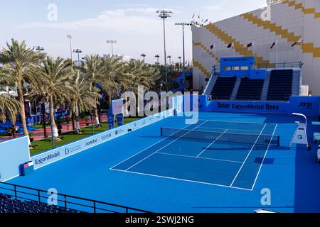 Vue générale du complexe international de tennis et de squash Khalifa lors du Qatar ExxonMobil Open 2025, ATP 500 Tennis ouvert le 21 février 2025 à Doha, Qatar Banque D'Images