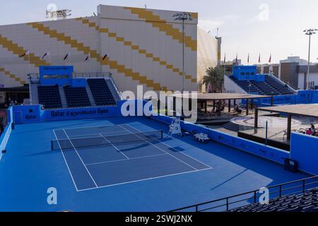 Vue générale du complexe international de tennis et de squash Khalifa lors du Qatar ExxonMobil Open 2025, ATP 500 Tennis ouvert le 21 février 2025 à Doha, Qatar Banque D'Images