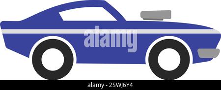 simple classique muscle coupé voiture de sport bleu silhouette vue latérale vecteur de symbole d'icône isolé sur fond transparent Illustration de Vecteur