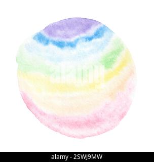 Cercle aquarelle coloré avec des nuances arc-en-ciel pastel et des transitions mélangées douces dans abstrait Banque D'Images