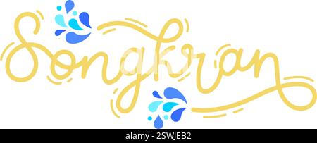 songkran lettrage typescript manuscrit celebrate thai festival de l'eau illustration vectorielle logotype Illustration de Vecteur