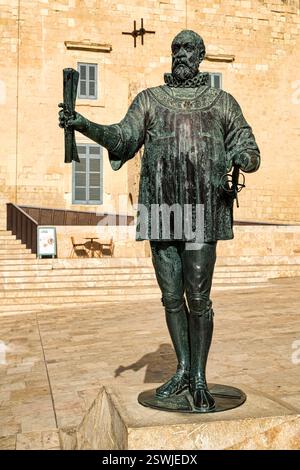 Statue de Jean Parisot de la Valette, la Valette, Malte. Banque D'Images