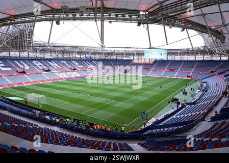 Valencia, Espagne. 21 février 2025. Le stade photographié avant un match de football entre l'équipe nationale belge les Red Flames et l'Espagne, à Valence, en Espagne, vendredi 21 février 2025, lors de la première journée du groupe A3 de la compétition de la Ligue des Nations féminines 2024-25. BELGA PHOTO JOMA GARCIA i GISBERT crédit : Belga News Agency/Alamy Live News Banque D'Images