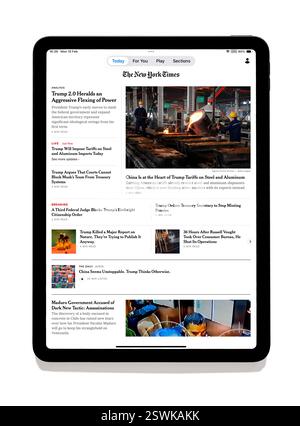 L'application New York Times sur iPad Banque D'Images