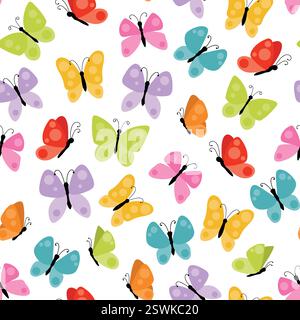 Motif sans couture de papillons mignons. Fond d'insecte volant d'été. Illustration de Vecteur