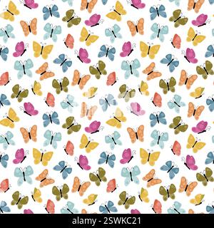 Motif sans couture de papillons mignons. Fond d'insecte volant d'été. Illustration de Vecteur