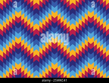 Motif de rayures géométriques Navajo du sud-ouest. Colorée aztèque de forme géométrique sud-ouest sans couture motif rustique style bohème. Patte ethnique du sud-ouest Illustration de Vecteur