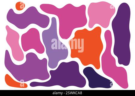 Blob irrégulier, ensemble de formes organiques abstraites. Blobs aléatoires irréguliers abstraits. Taches liquides amorphes simples. Fond de fusion. Illustration de Vecteur