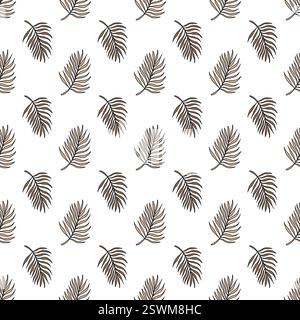 Modèle sans couture avec feuilles de palmier brunes Banque D'Images