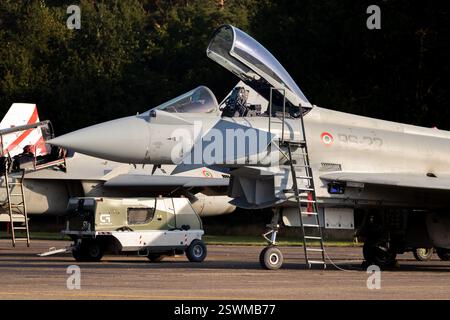 Avion de chasse Eurofighter Typhoon de l'armée de l'air italienne du 311 Gruppo (Pratica di Mare) sur le tarmac de la base aérienne Kleine Brogel. Belgique - 13 septembre 20 Banque D'Images